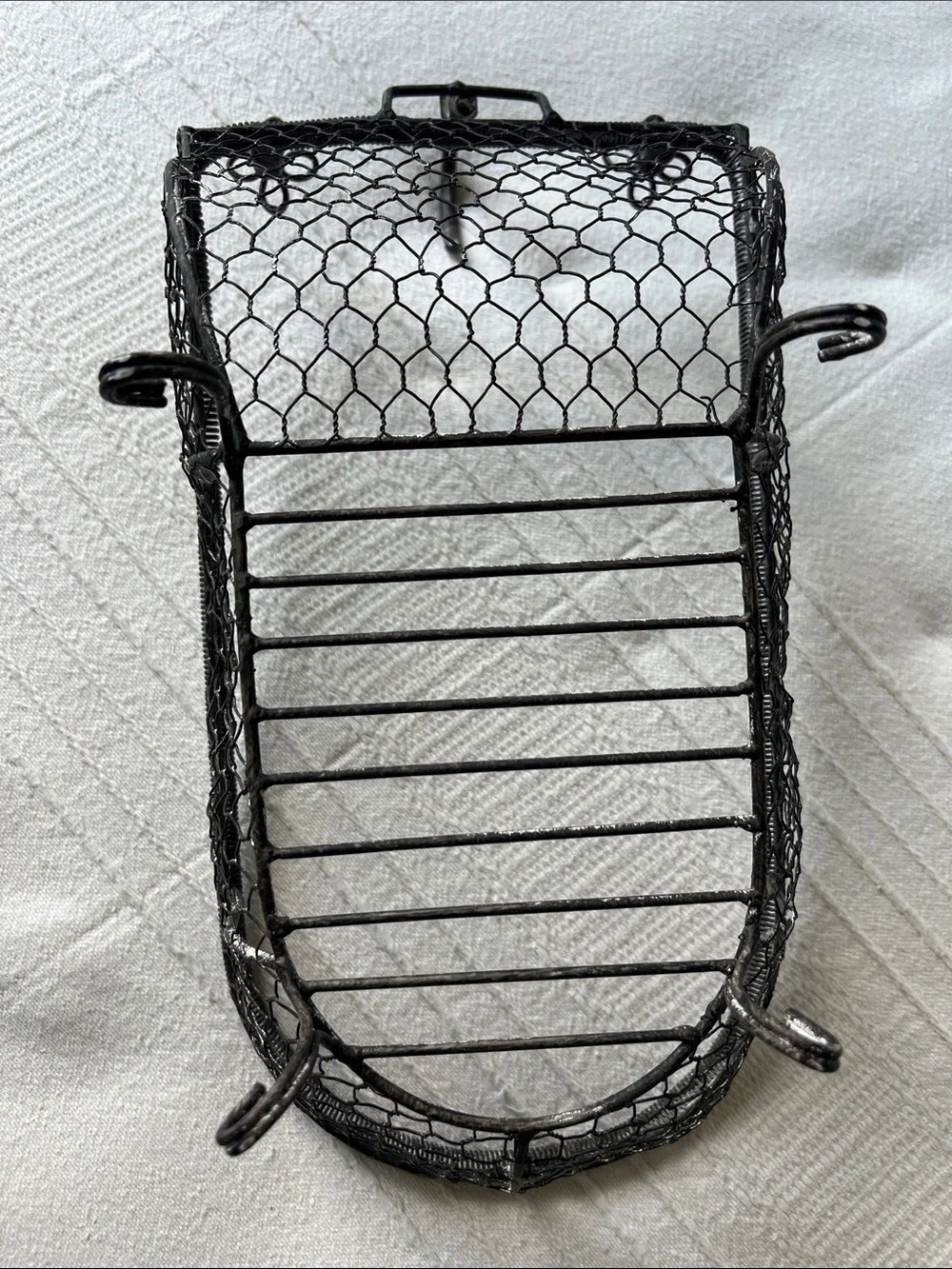 Vintage, French Country style Black Wire Mesh Bathtub Decorative Basket